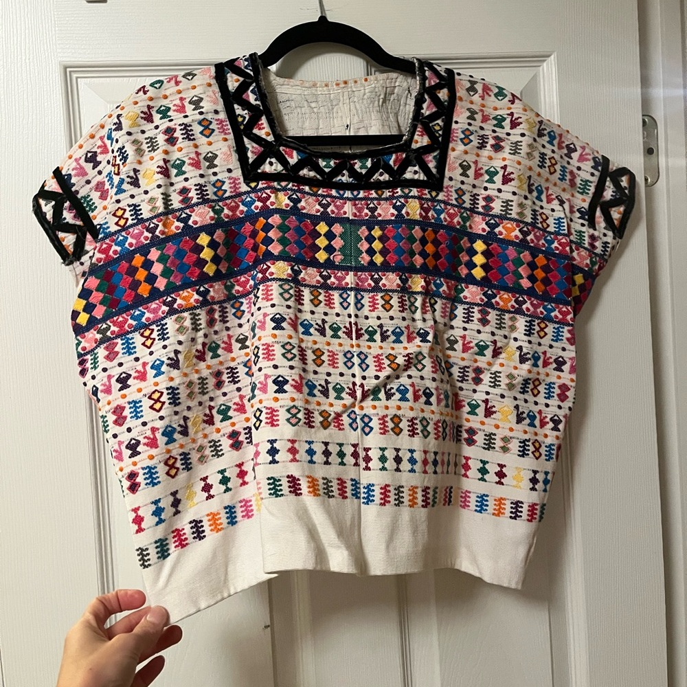 Vintage woven Guatemalan Huipil top, size S-M